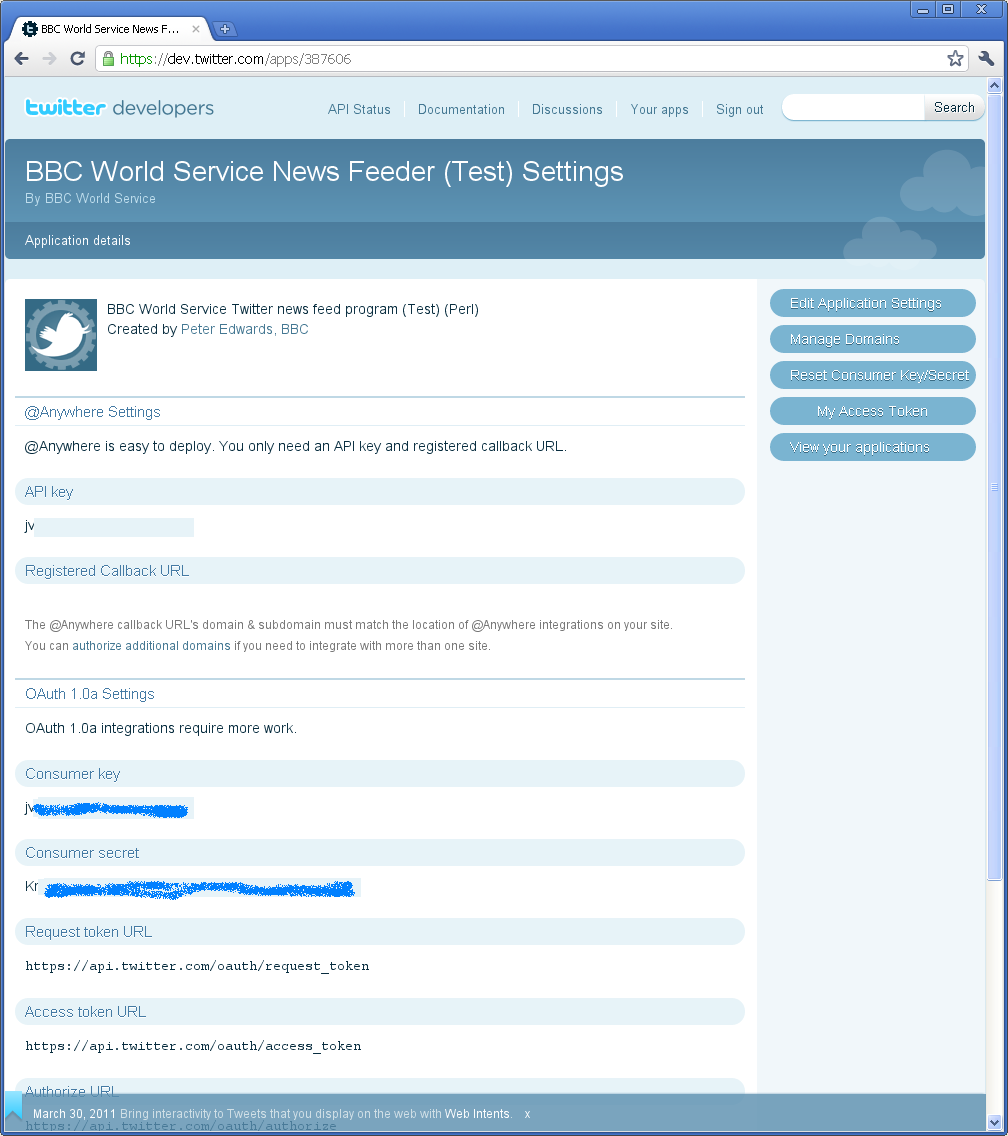 Twitter app details
