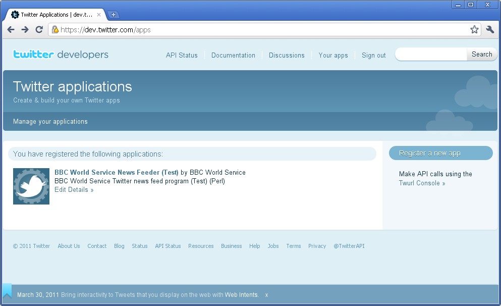 Twitter app reg